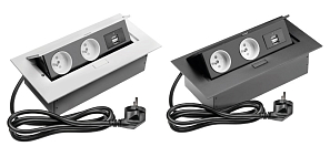 Удлинители для офиса GTV прямоугольные 2*USB черный Удлинители для офиса GTV прямоугольные 2*USB черный