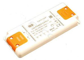 Блок питания стабильного напряжения 220/12VDC, 15W CV15-12VF (128*50*13мм) пластик корпус