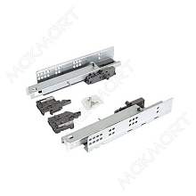 Комплект скрытых направляющих Push, L=250мм полного выдвижения + замки