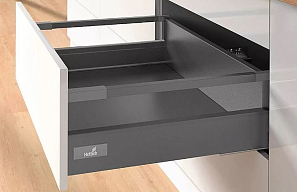 Комплект ящика InnoTech ATIRA  полного выдвижения с Silent System, h=144мм, l=520мм, цвет Антрацит